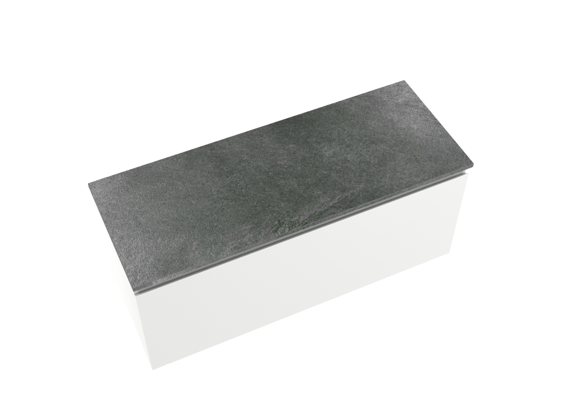 Linie Lado zwevend badkamermeubel 120 x 46 cm glanzend wit met Lado enkel of dubbel tablet in melamine leisteen grijs