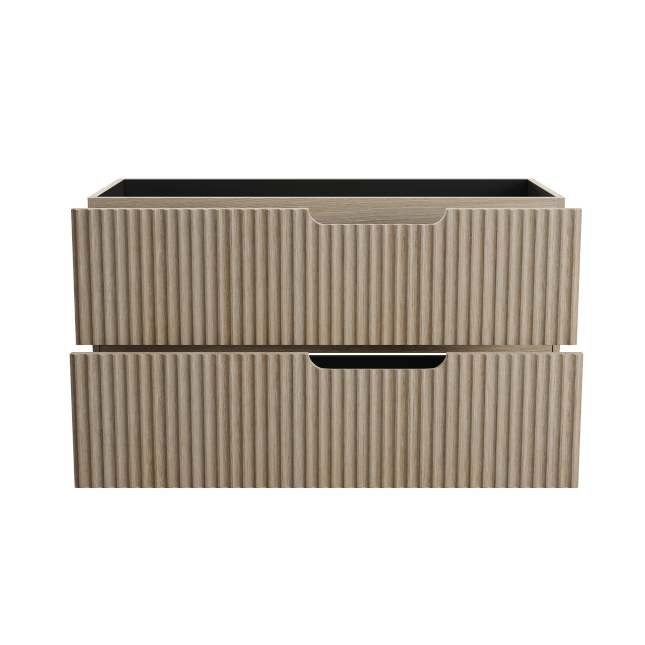 Linie Ribbo hängender Waschbeckenunterschrank: 100 x 46 cm, Eiche hell, 2 Schubladen