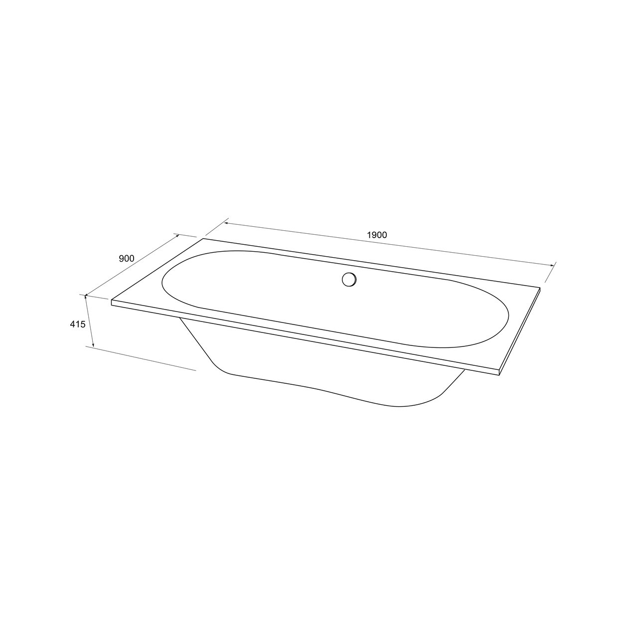 Luca Varess Rosala 2-Personen-Einbaubadewanne: 190 x 90 cm, Acryl, Weiß Glänzend