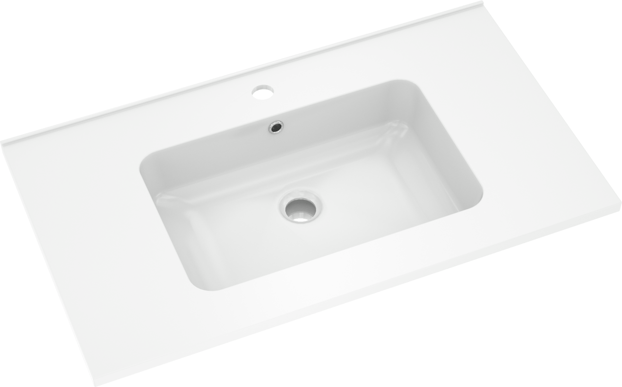 Linie Classo meuble salle de bains à poser 80 x 46 cm chêne gris avec Vano plan simple en marbre composite blanc brillant