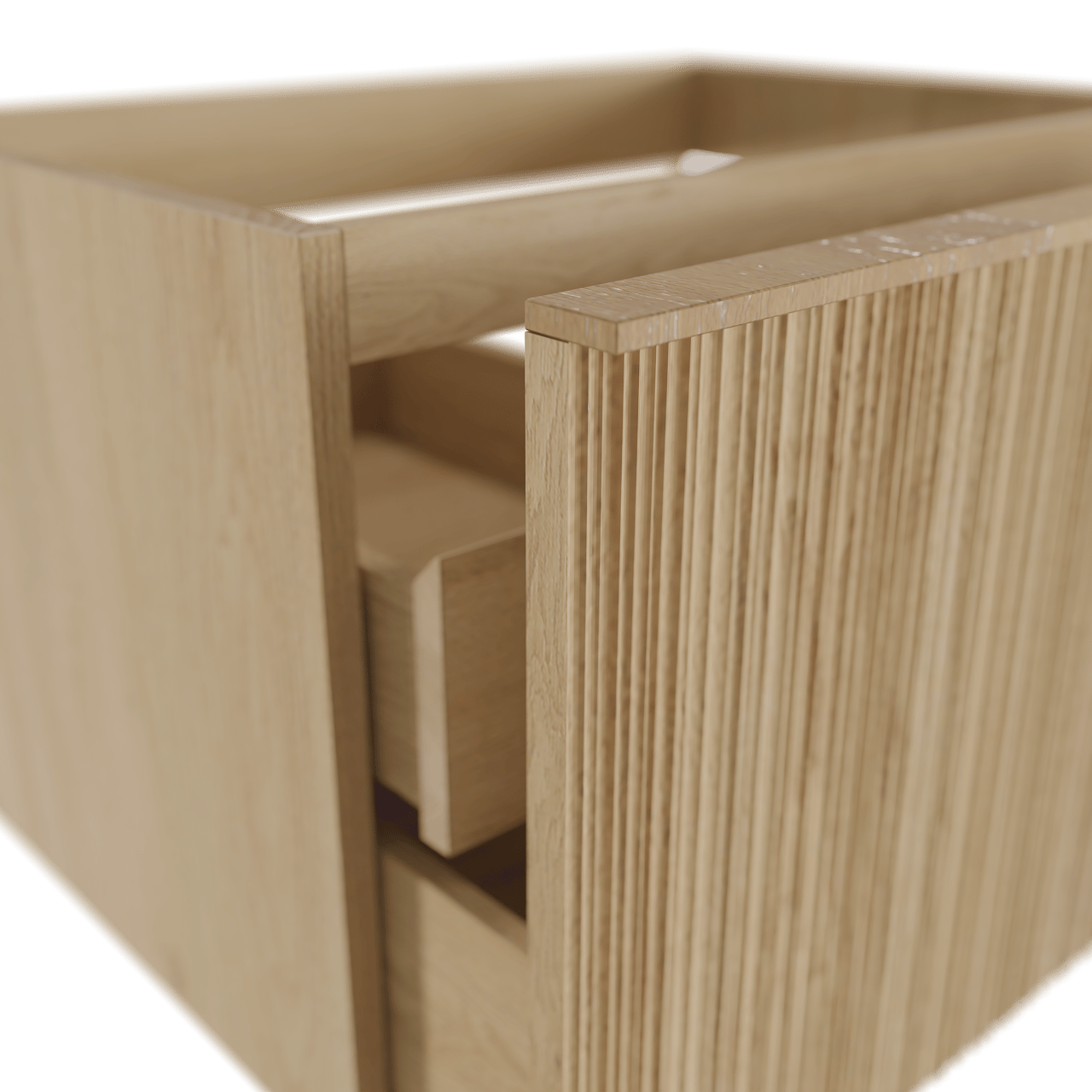 Balmani Forma zwevende wastafelonderkast 75 x 55 cm natuur eik 2 lades vert. asym. groef