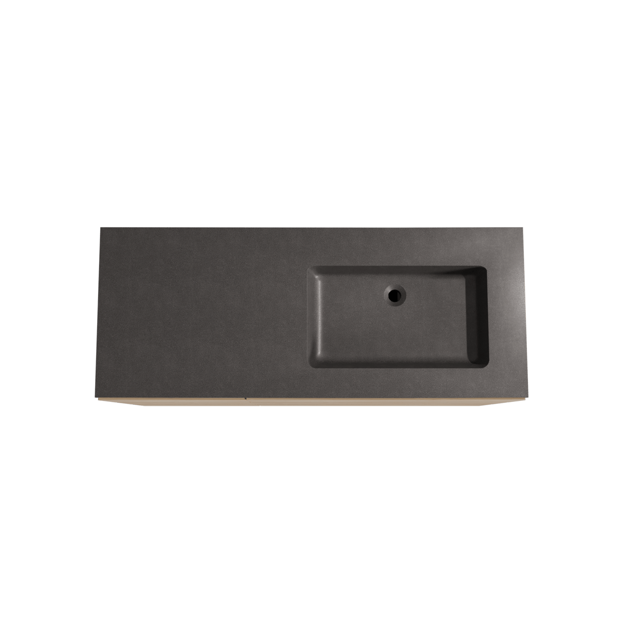 Storke Edge staand badmeubel 130 x 52 cm ruw eiken met Scuro asymmetrisch rechtse wastafel in kwarts mat zwart