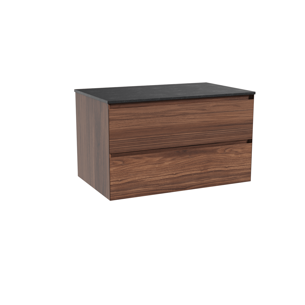 Balmani Mitra meuble salle de bains suspendu 90 x 55 cm noyer avec Stretto tablette simple en granit noir