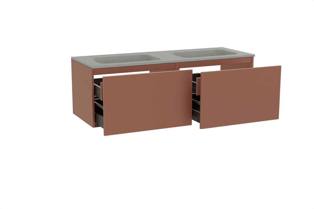 Balmani Sfera meuble salle de bains suspendu 150 x 55 cm cotto avec Tablo Strada double vasque en marbre composite soie grise