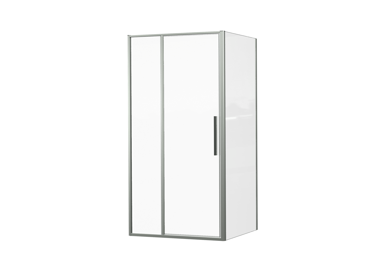 Luca Varess Morano paroi de douche avec porte pivotante et 2 parois latéraux fixes 100 x 90 cm verre transparent profil chrome brillant