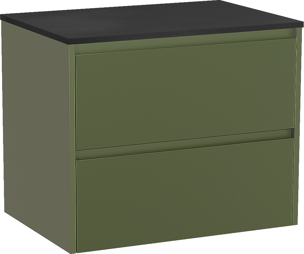 Storke Seda meuble salle de bains suspendu 75 x 52 cm vert olive avec Panton tablette simple en mdf enduit de poudre noir mat