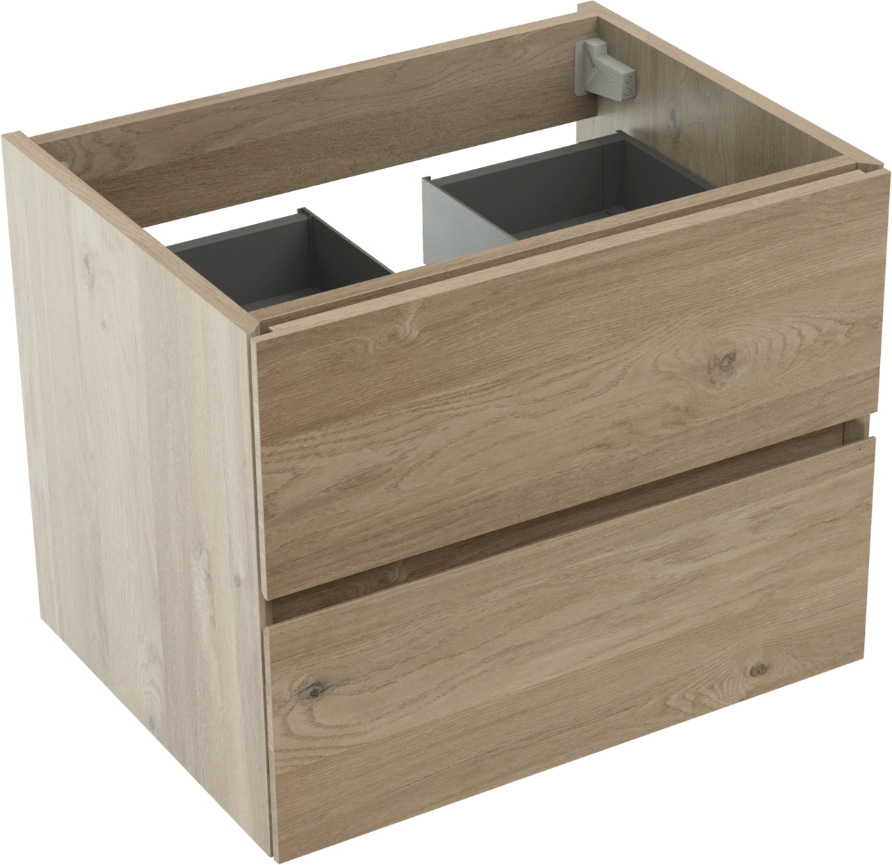 Storke Edge meuble sous-lavabo suspendu 60 x 46 cm chêne brut 2 tiroirs