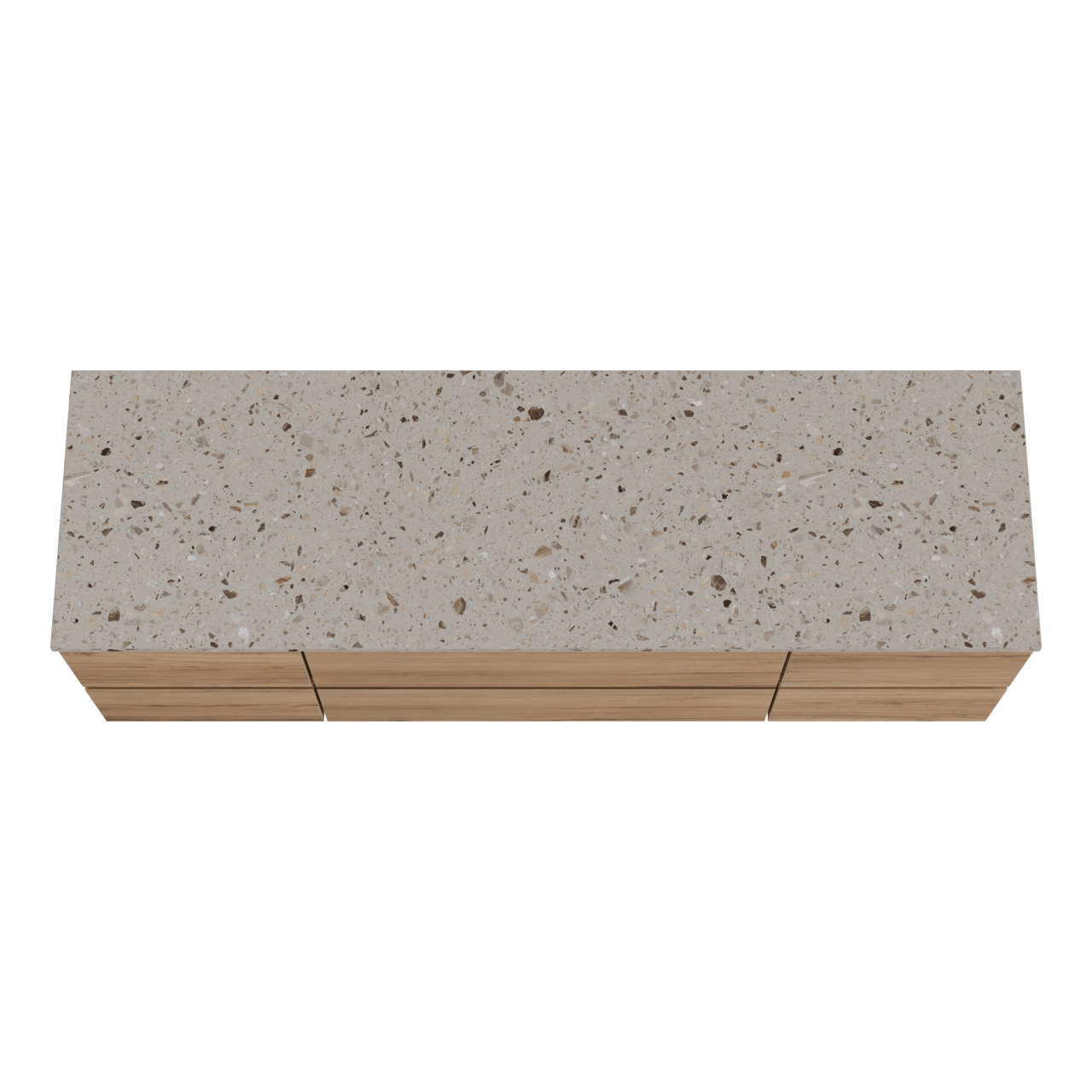 Balmani Lucida meuble salle de bains suspendu 180 x 55 cm teck avec Stretto tablette simple ou double en terrazzo greige terrazzo