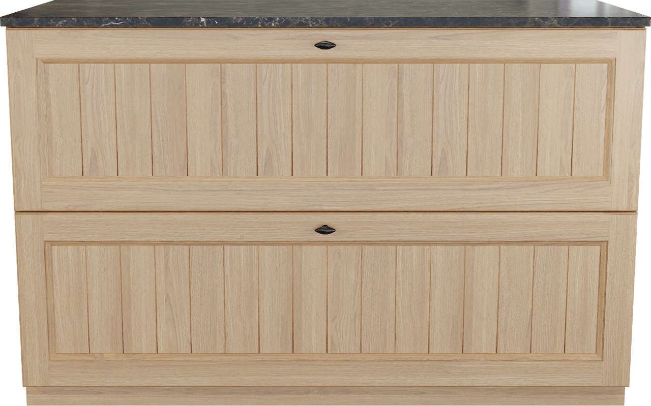 Balmani Lemon staand badkamermeubel 135 x 55 cm, fineer natuur eik met Stretto enkel of dubbel tablet in dark emperador