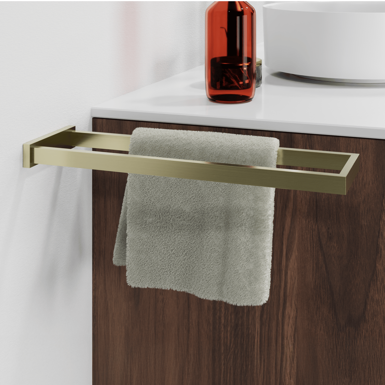 Blaufoss Noma dubbele handdoekhouder Brushed Champagne Gold 41cm