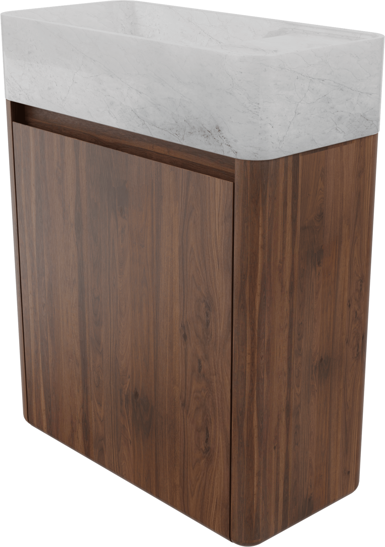 Balmani Fara zwevend toiletmeubel 45 x 22 cm amerikaanse notelaar met Fara wastafel in Carrara marmer