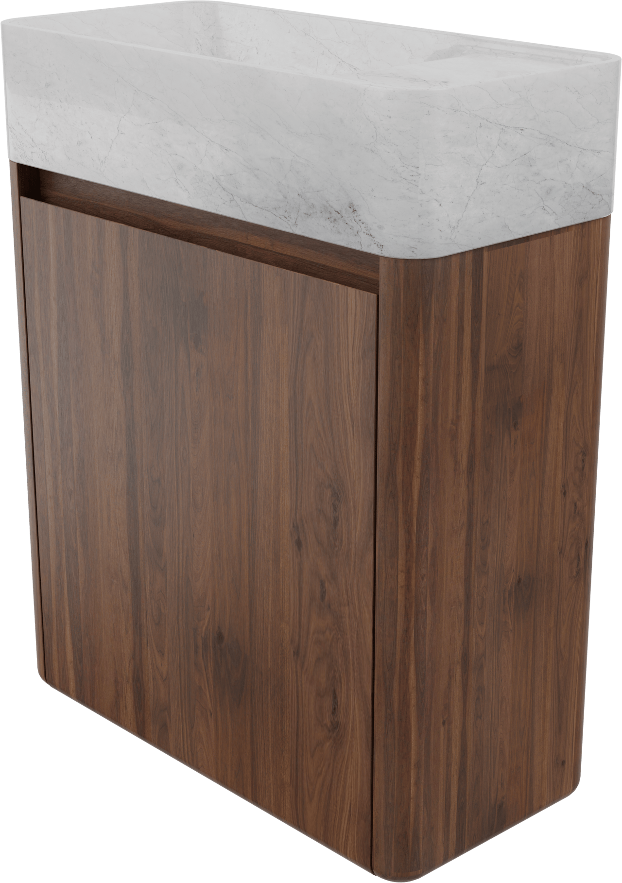 Balmani Fara zwevend toiletmeubel 45 x 22 cm amerikaanse notelaar met Fara wastafel in Carrara marmer