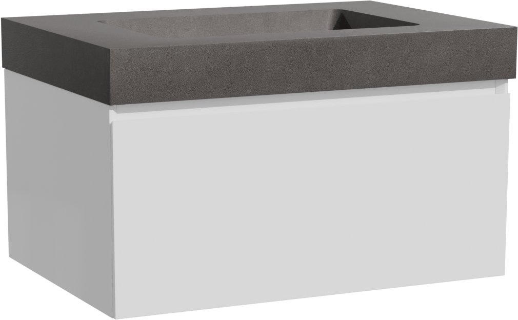 Storke Edge zwevend badkamermeubel 75 x 52 cm glanzend wit met Scuro High enkele wastafel in kwarts mat zwart