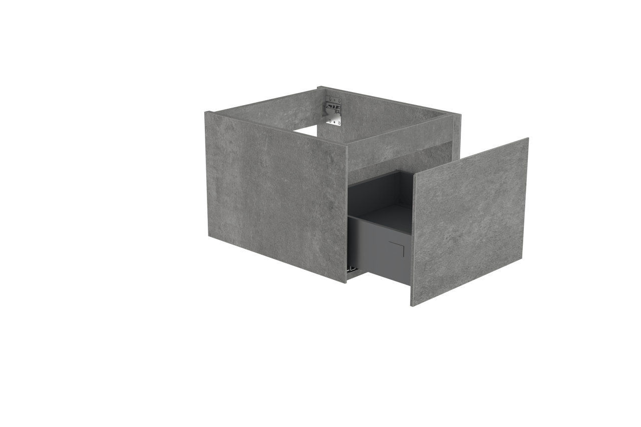 Storke Edge hängender Waschbeckenunterschrank: 45 x 52 cm, Beton dunkelgrau, 1 Schublade