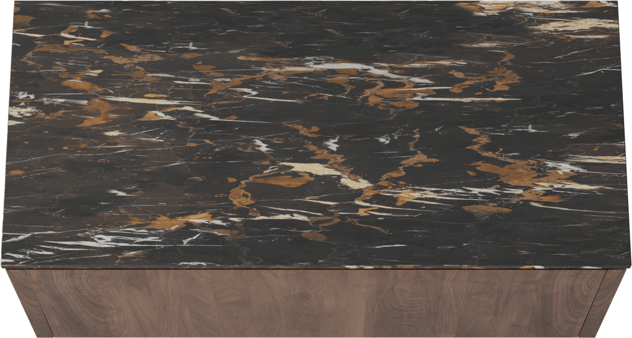 Balmani Eclips meuble salle de bains suspendu 120 x 55 cm Noyer américain avec Stretto tablette simple en Portoro Gold marbre