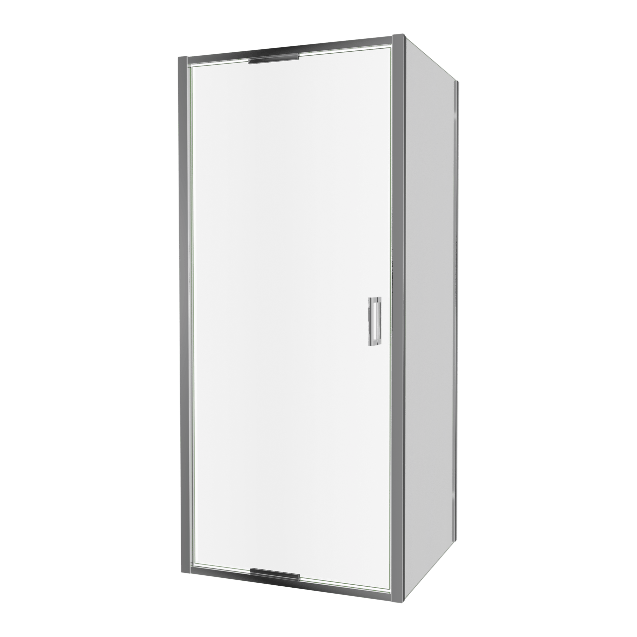 Luca Varess Vidor In Eckdusche: Drehtür und fixierte, Seitenwand, 90 x 80 cm, Klarglas, Chrom Profil, glänzend