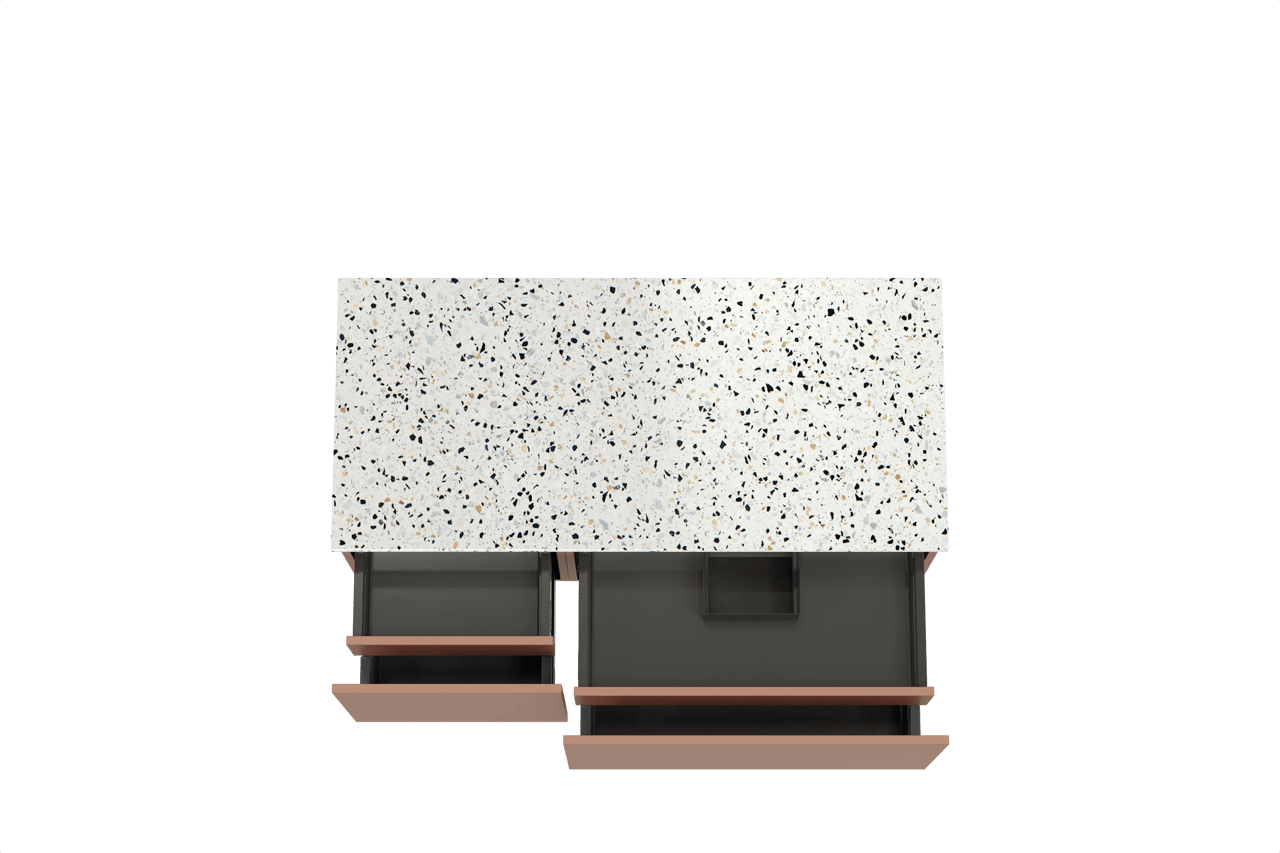 Balmani Sfera by Lucida meuble salle de bains suspendu 120 x 55 cm cotto avec Stretto tablette simple ou double en blanc/noir mat terrazzo