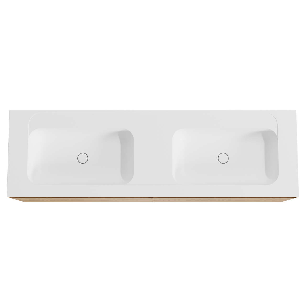 Balmani Mitra hängendes Möbelstück Set: 180 x 55 cm, Naturbelassene Eiche, mit Tablo Strada Doppelwaschtisch, Marmorkomposit Weiß matt