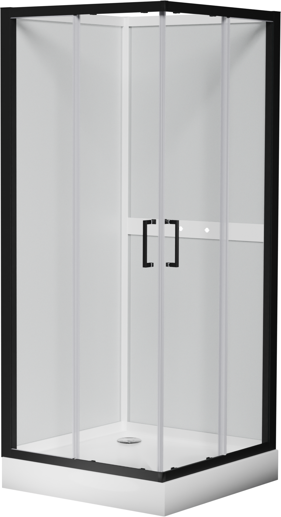 Luca Varess Talan Duschkabine: Schiebetür, 90 x 90 cm, Klarglas, Schwarzes Profil, matt
