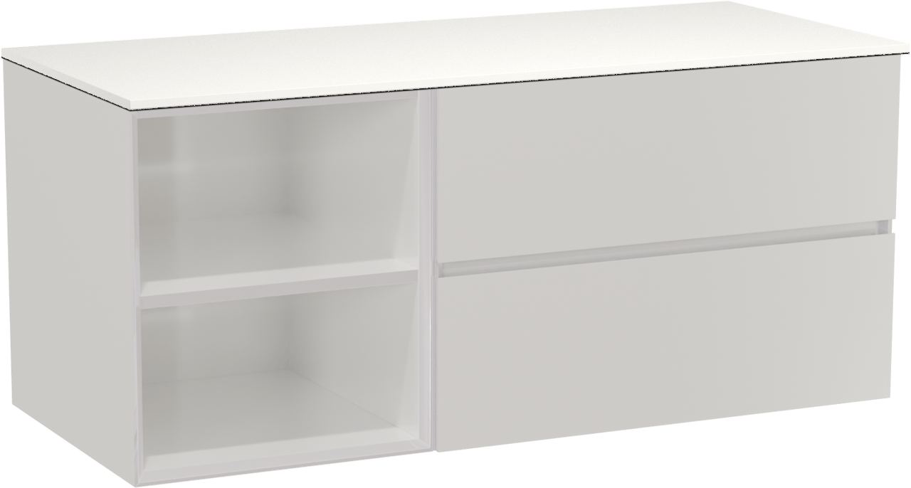 Storke Edge zwevend badmeubel 120 x 52 cm hoogglans wit met Tavola enkel of dubbel wastafelblad in solid surface mat wit