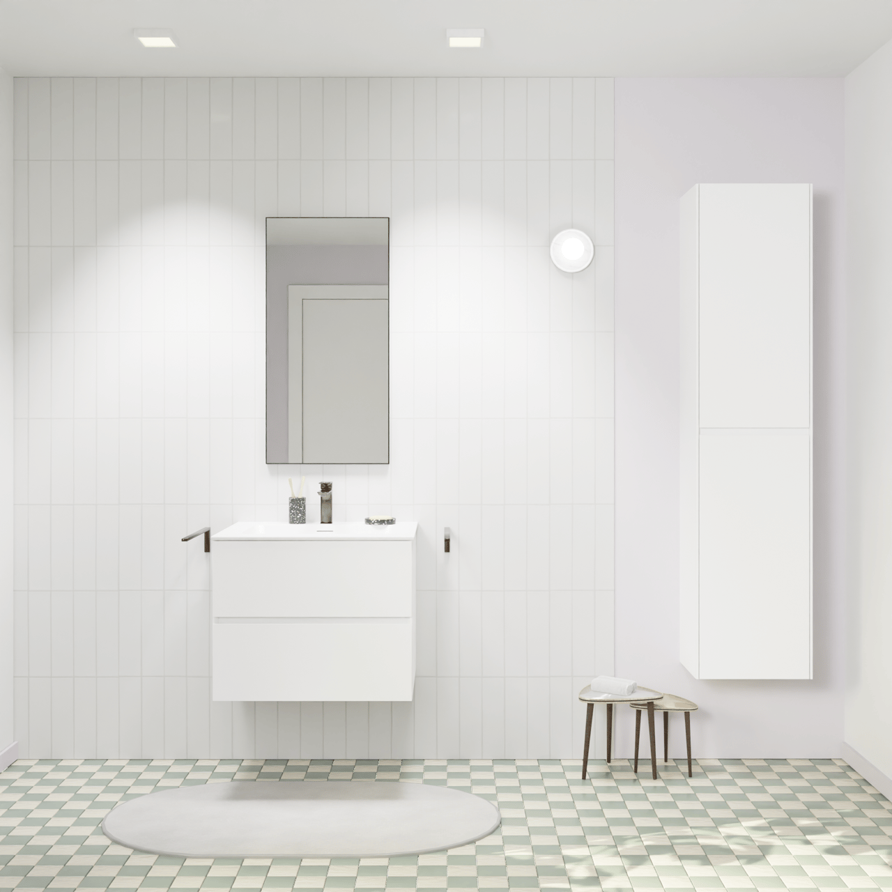 Storke Edge zwevend badmeubel 65 x 52 cm mat wit met Mata enkele wastafel in solid surface mat wit