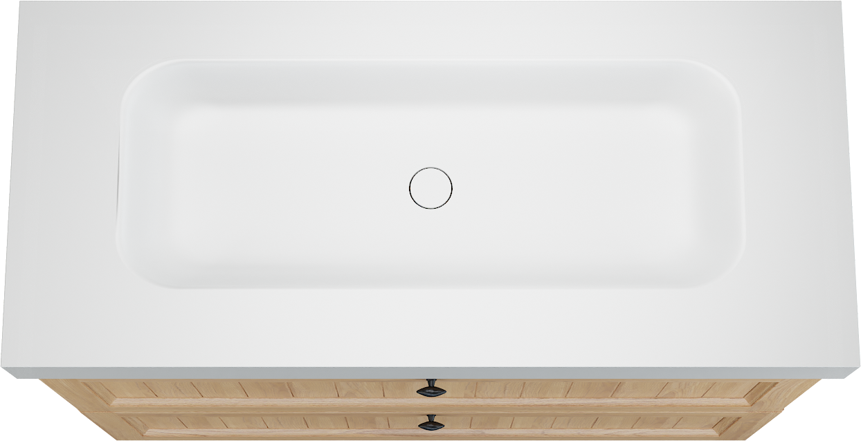 Balmani Lemon staand badkamermeubel 120 x 55 cm, fineer natuur eik met Arcato enkele wastafel voor 2 kraangaten in mat wit