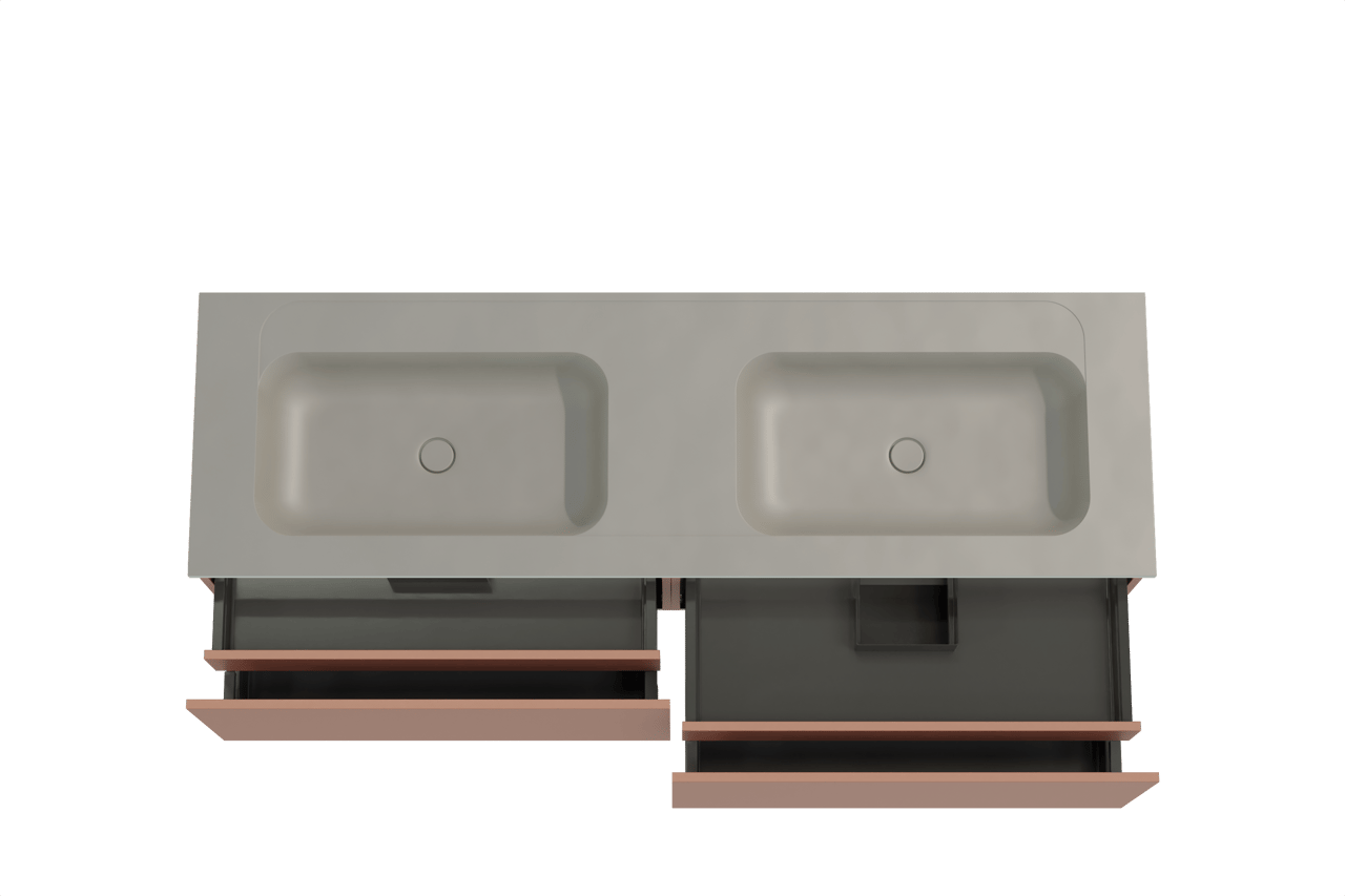 Balmani Sfera hängendes Möbelstück Set: 180 x 55 cm, Cotto, mit Tablo Strada Doppelwaschtisch, Marmorkomposit Seidengrau