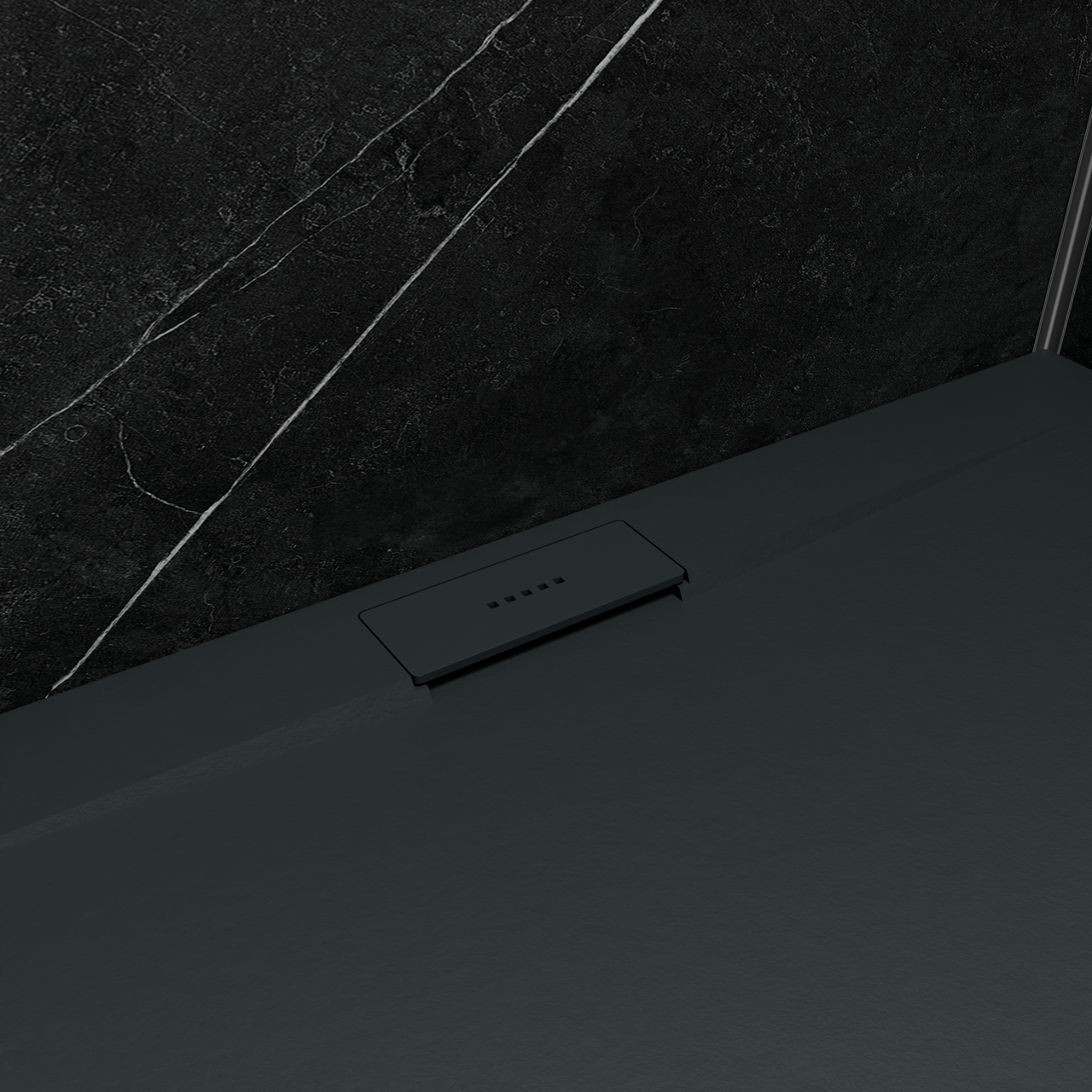 Balmani Andes Evolution receveur de douche 180 x 90 cm marbre composite Noir Mat