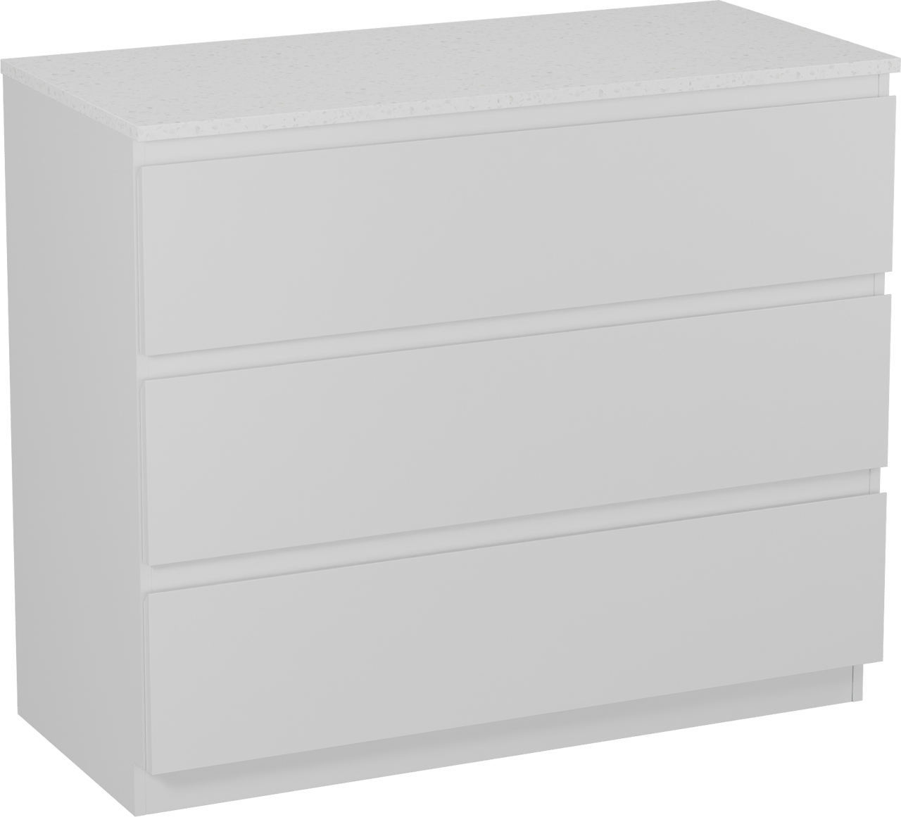 Linie Lado meuble salle de bains à poser 100 x 46 cm blanc brillant avec Lado tablette simple ou double en mélaminé terrazzo blanc