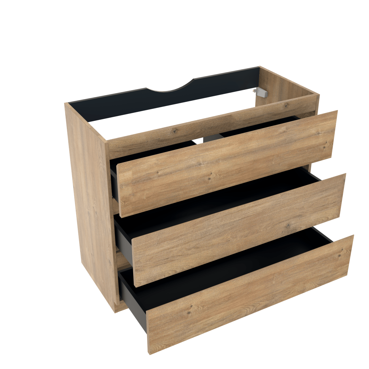 Linie Lado freistehendes Möbelstück Set: 100 x 46 cm, Naturbelassene Eiche, mit Lado Einzel- oder Doppel Waschtischplatte, Melamin Schiefergrau