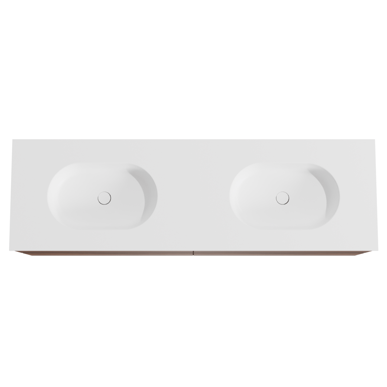 Balmani Mitra meuble salle de bains suspendu 180 x 55 cm noyer avec Tablo Oval double vasque en solid surface blanc mat