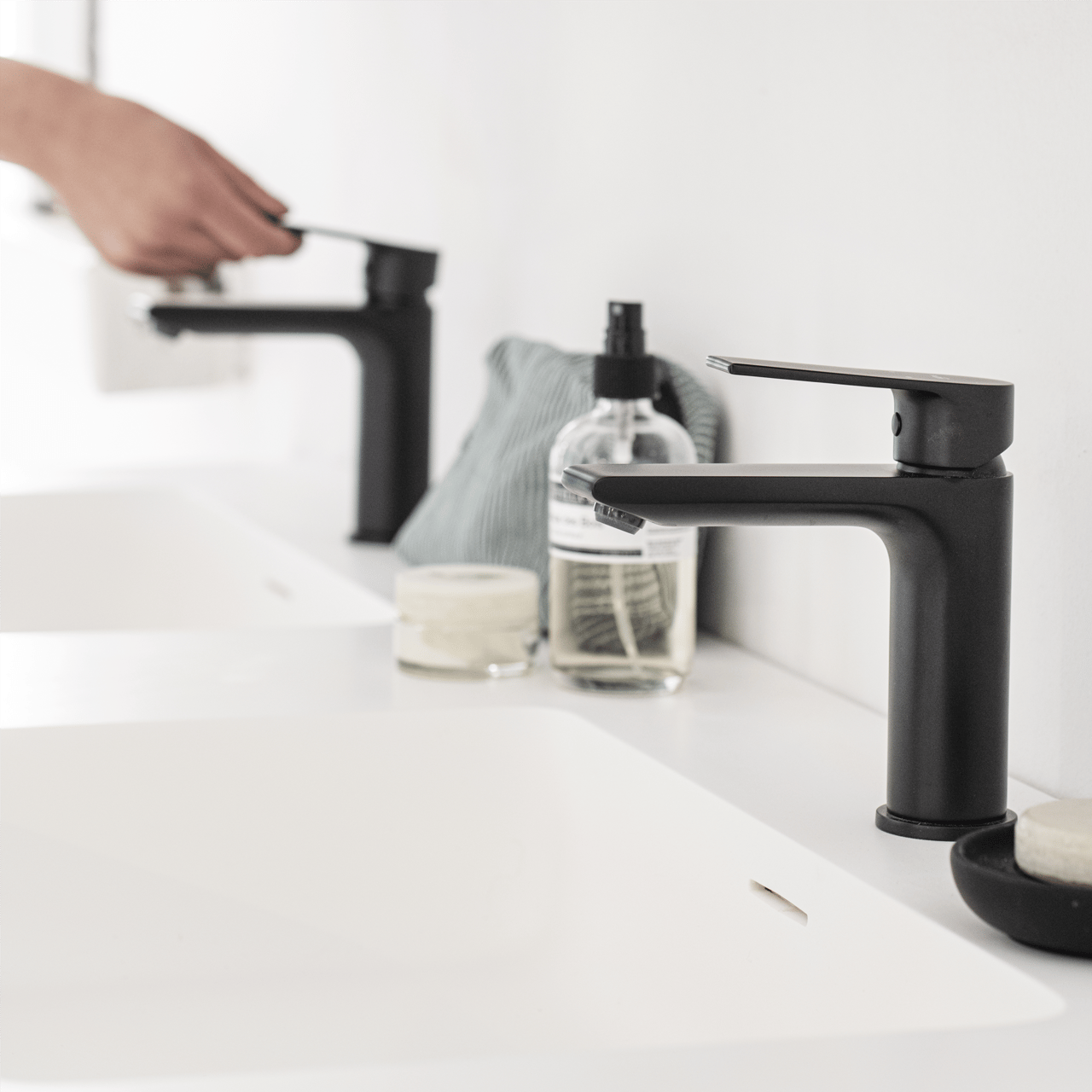 Blaufoss Jason EcoStart Standard-Waschbecken Armatur: Schwarz matt