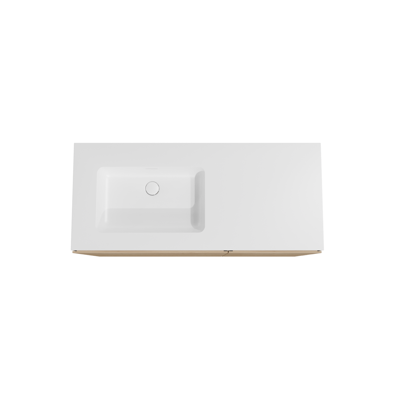 Storke Edge staand badmeubel 120 x 52 cm ruw eiken met Mata asymmetrisch linkse wastafel in solid surface mat wit