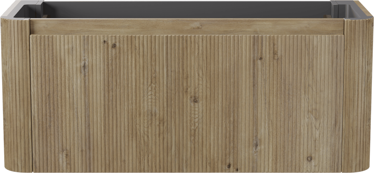 Storke Soft  hängendes möbelstück Waschtischunterschränke 120 x 46 cm Eiche rau 2 Schubladen Vert. Sym. Rippe