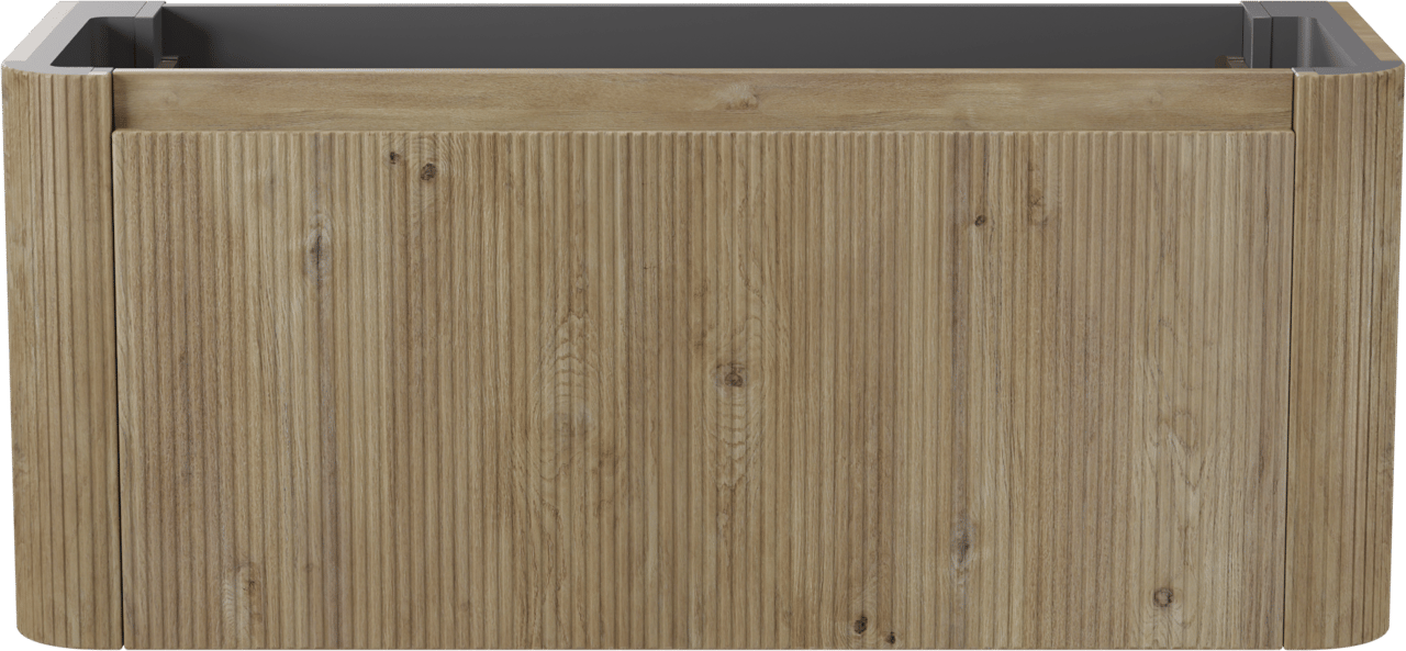 Storke Soft  hängendes möbelstück Waschtischunterschränke 120 x 46 cm Eiche rau 2 Schubladen Vert. Sym. Rippe