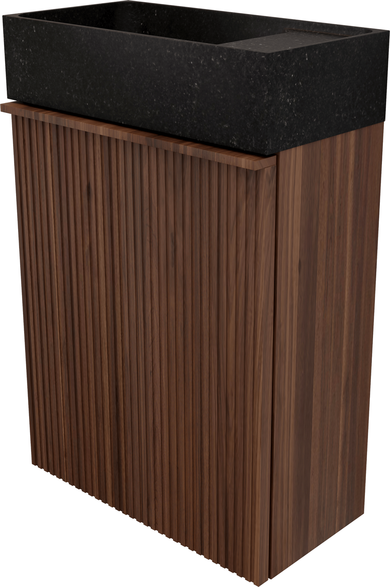 Balmani Forma meuble wc suspendu 42 x 21 cm noyer américain avec Dama lavabo en granite aiguisé