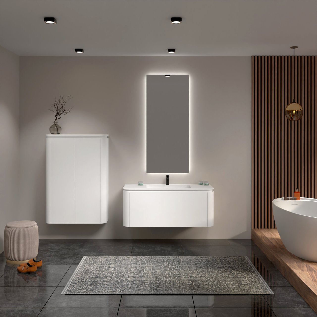 Balmani Moon colonne salle de bains suspendu blanc mat 90 x 32 x 130 cm