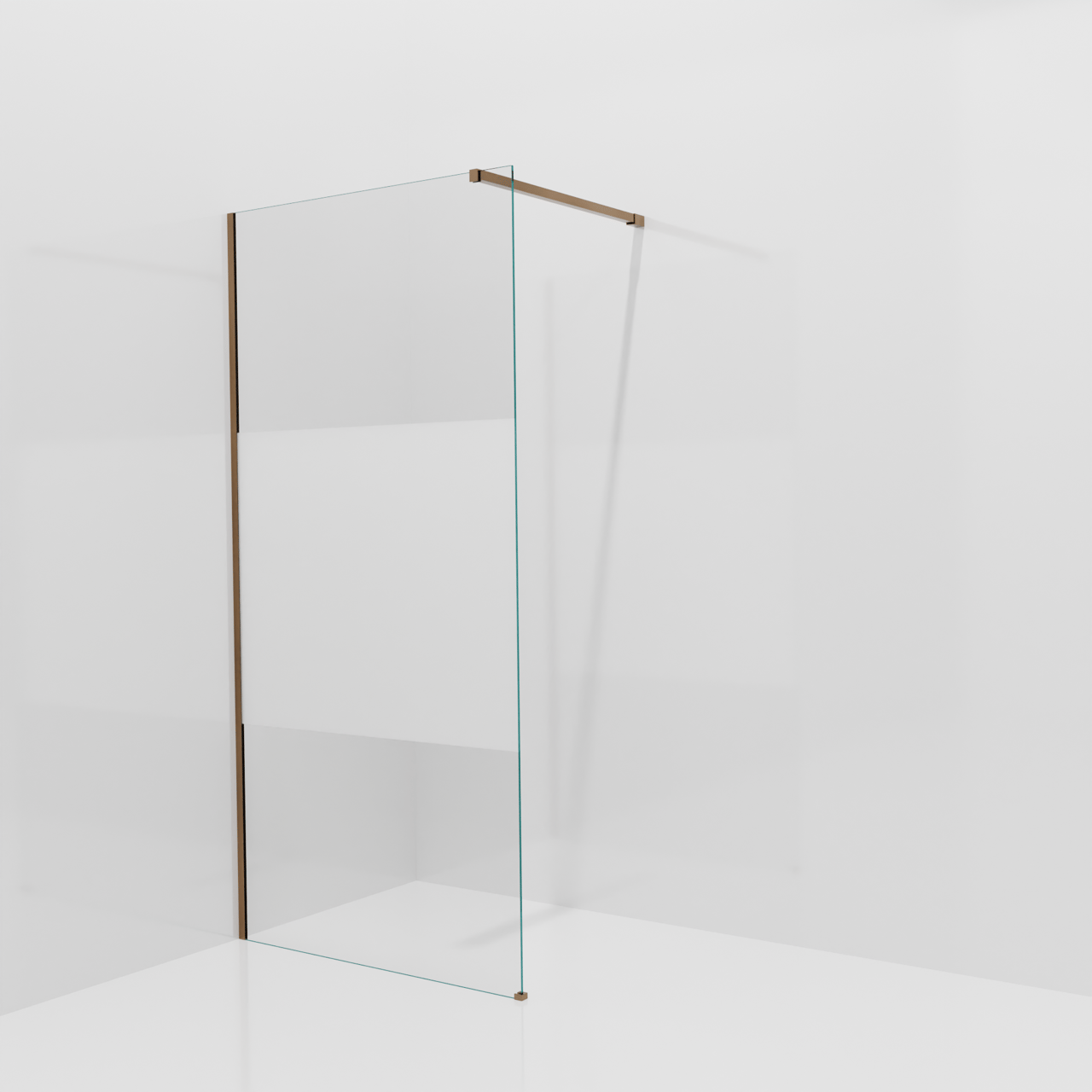 Balmani Modular Walk-In Dusche: 100 x 200 cm, Klarglas mit mattiertem Streifen, inklusive Coating, Profil Brushed Rosegold