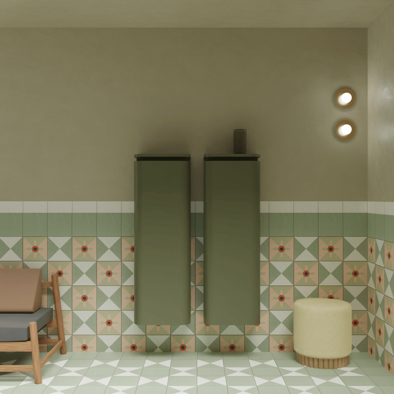 Balmani Moon colonne salle de bains suspendu gauche vert sauge 44 x 32 x 130 cm