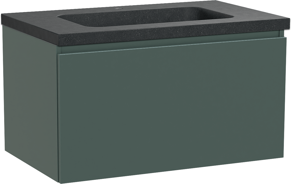 Balmani Sfera meuble salle de bains suspendu 90 x 55 cm forest avec Napoli plan simple en granit noir