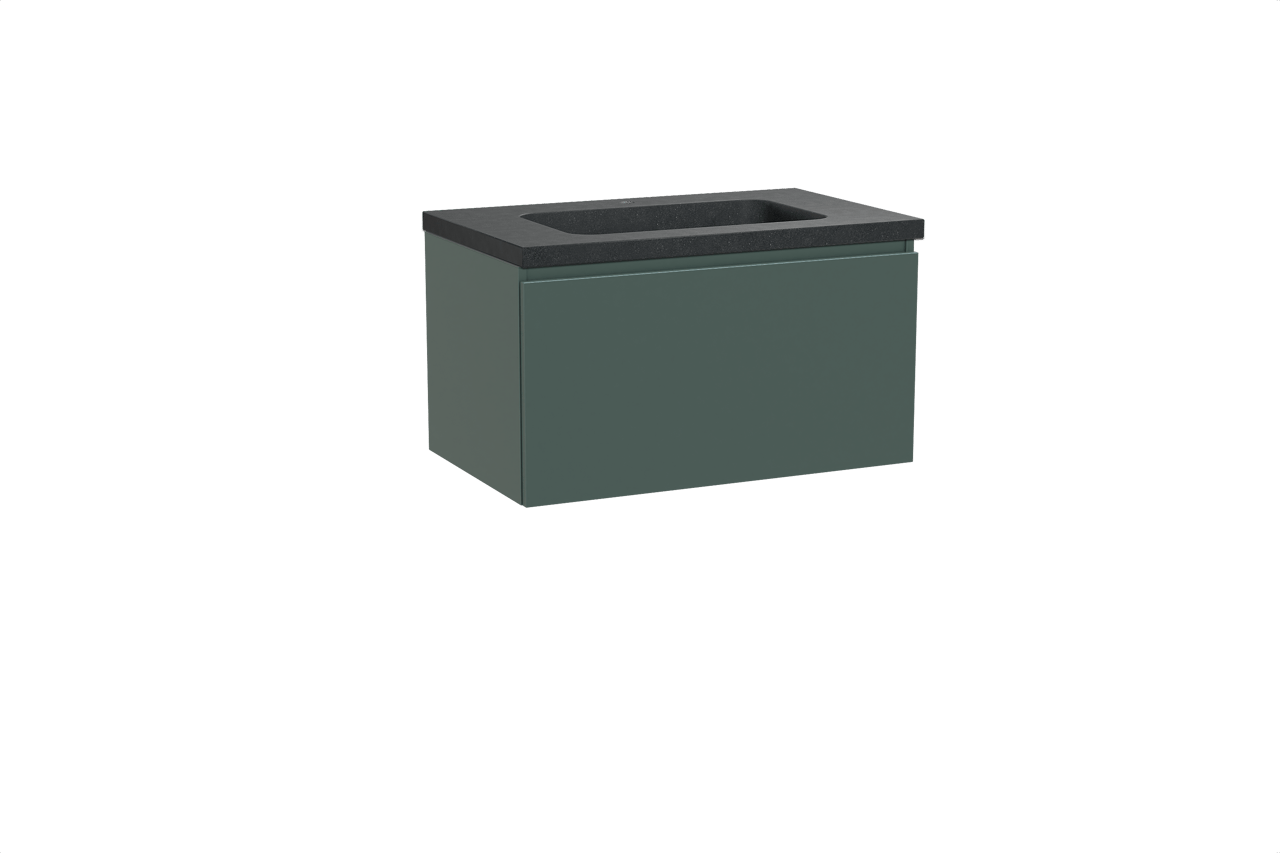 Balmani Sfera zwevend badkamermeubel 90 x 55 cm forest met Napoli enkele wastafel in graniet zwart