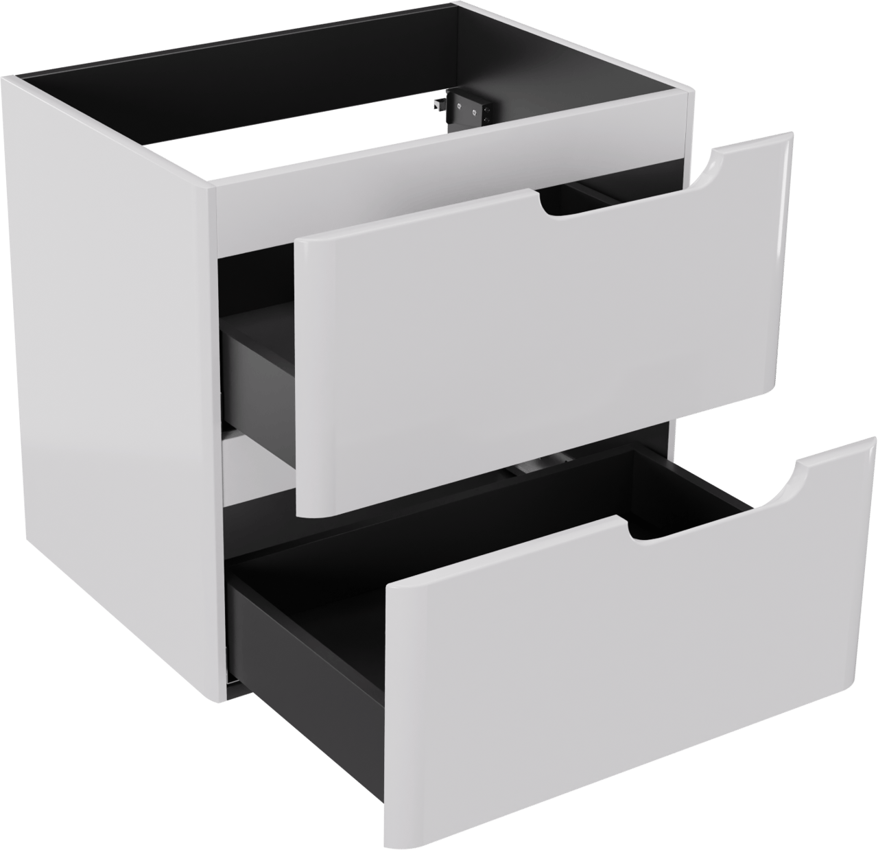 Linie Curvo zwevende wastafelonderkast 60 x 46 cm Hoogglans Wit 2 lades