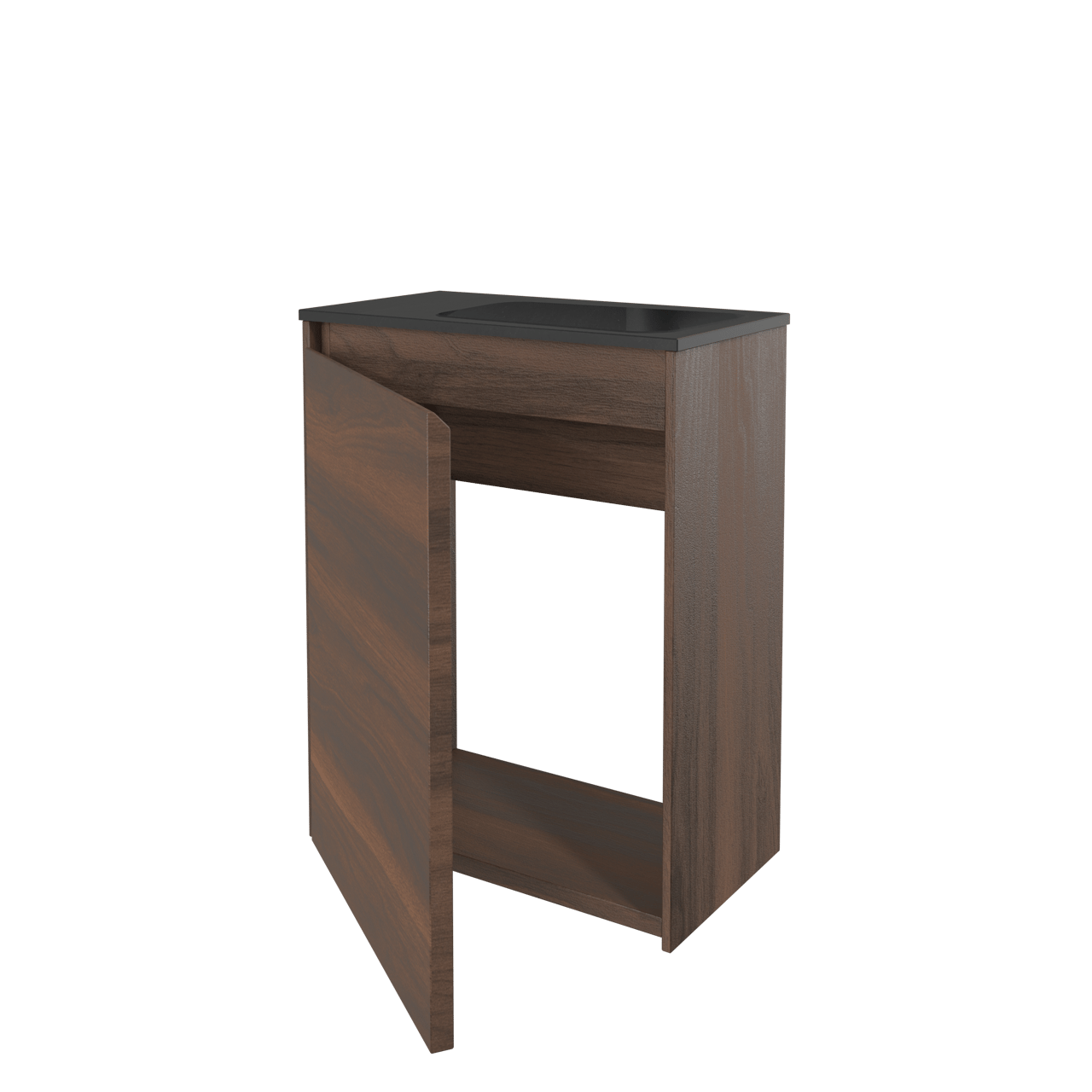 Storke Edge meuble wc suspendu 40 x 22 cm noyer avec Fina lavabo en quartz mat