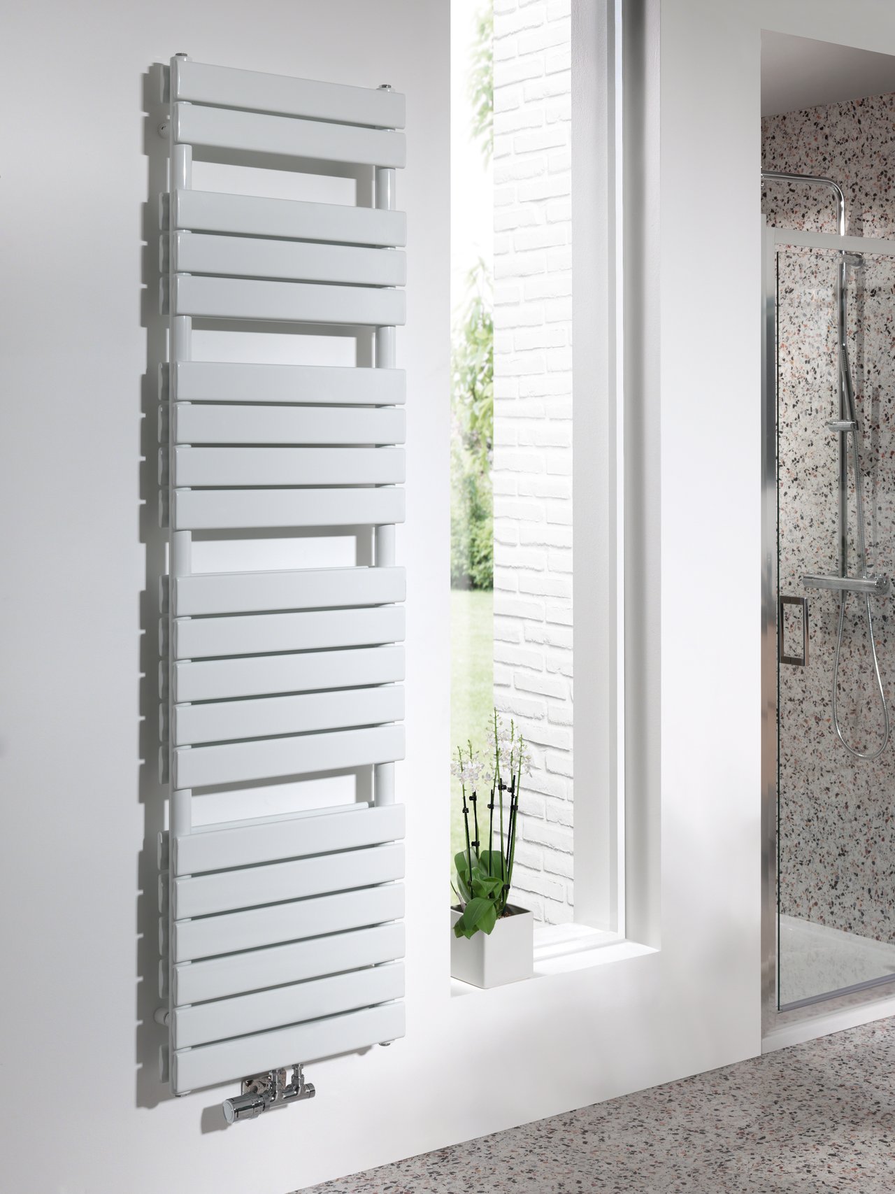 Vipera Vulcan sèche-serviettes double 50 x 183,5 cm chauffage central Blanc Brillant raccordements latéral et central possibles 1.608W