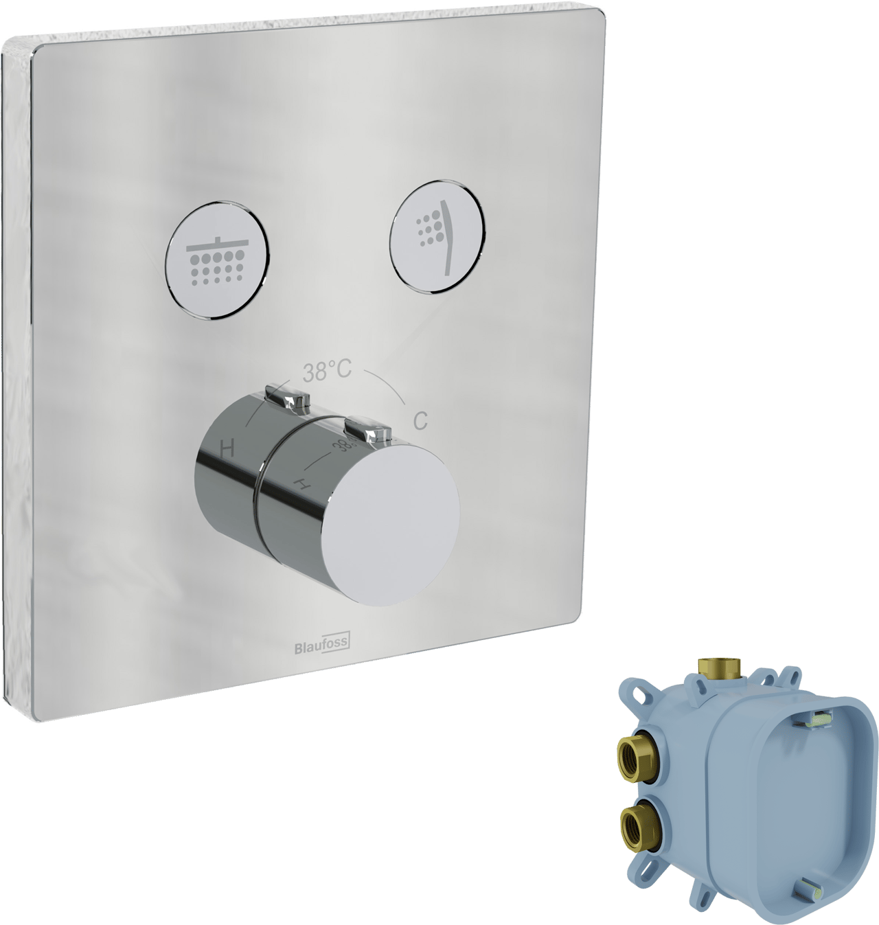 Blaufoss Switchline thermostat de douche encastré 2 évacuations chrome incl élément intégré