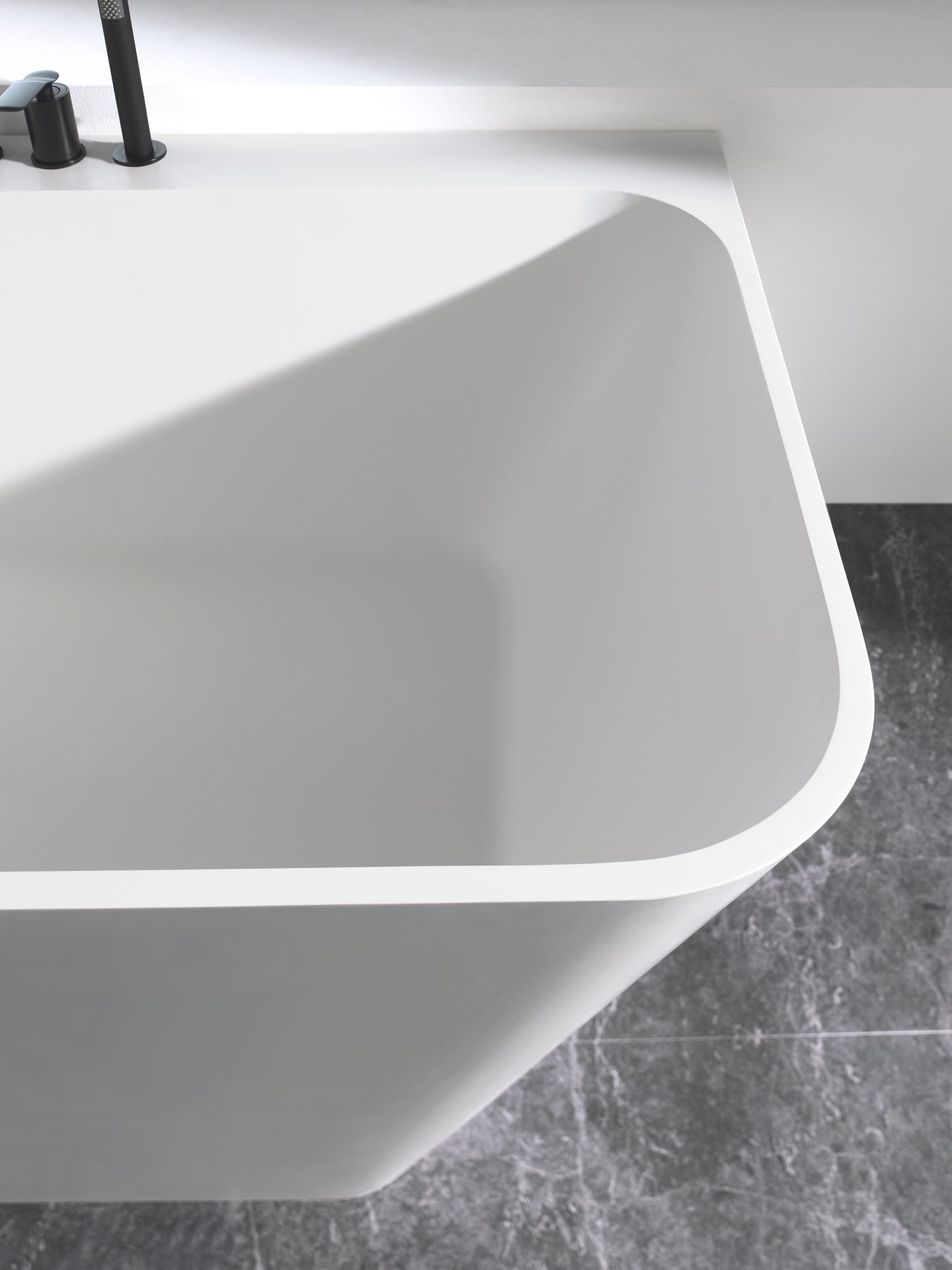 Balmani Zigga tweepersoons hoekbad links 180 x 85 cm Solid Surface mat wit