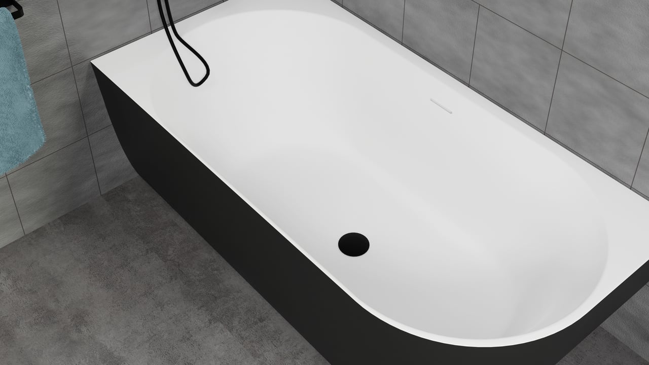 Luca Varess Otello 2-Personen-Eckbadewanne: links, 170 x 80 cm, Acryl, Schwarz Matt