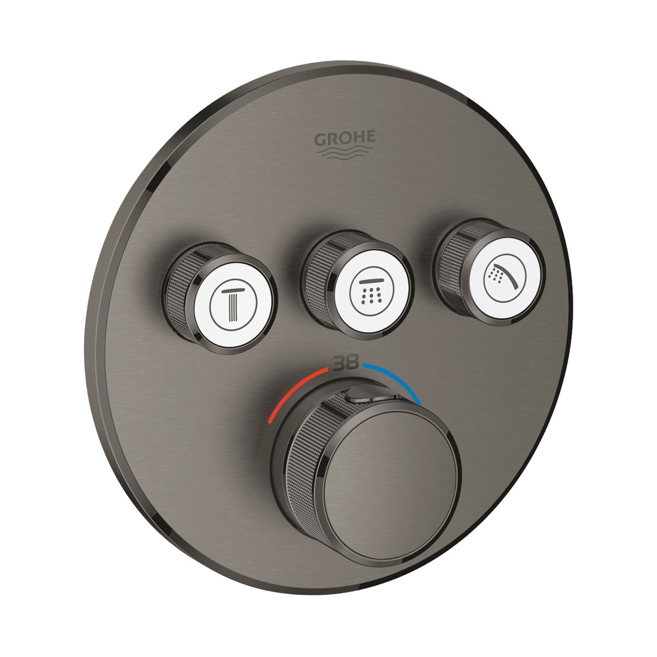 Grohe Grohtherm Smartcontrol Round inbouw douchekraan thermostaat 3 functies Brushed Hard Graphite