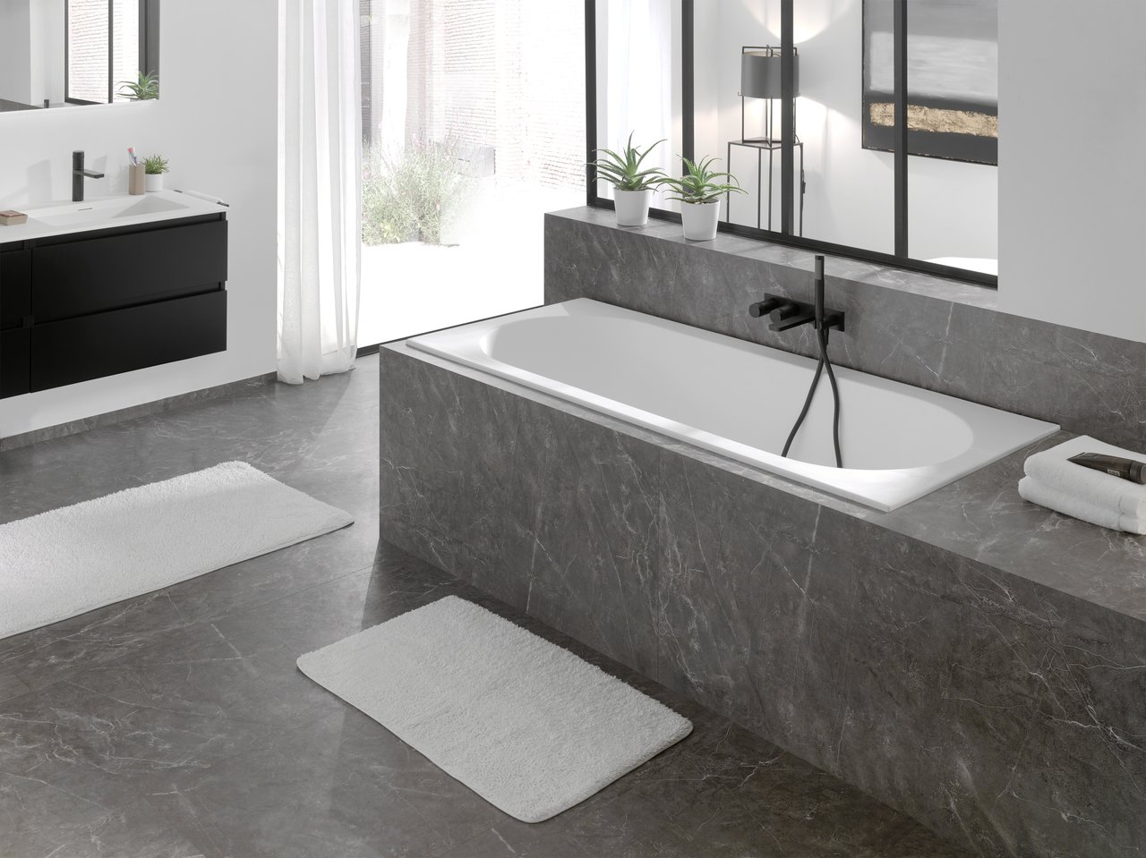 Luca Varess Snello baignoire encastrable simple 170 x 75 cm acrylique blanc mat