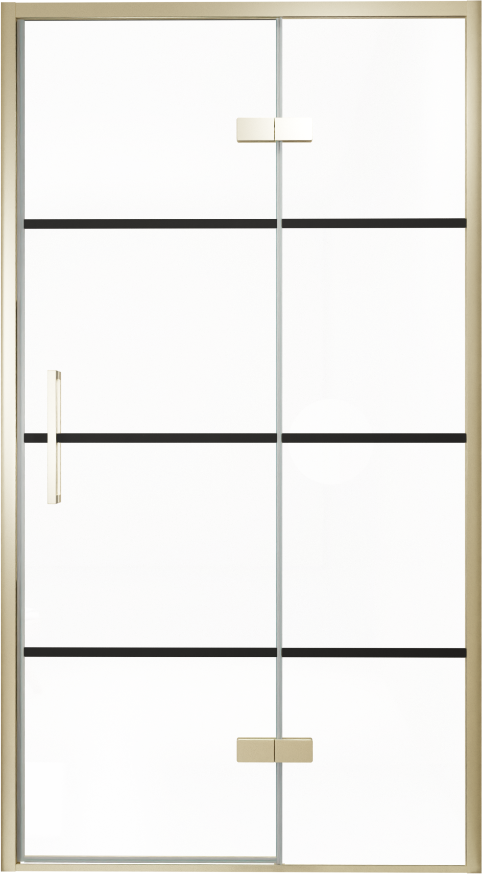 Balmani Senses Design Dusche Drehtür, Rechts, 120 cm x 210 cm, Lined, Profil Brushed Champagner Gold, inklusive Coating